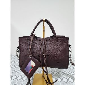 Balenciaga Blackout City Satchel Bag Burgundy